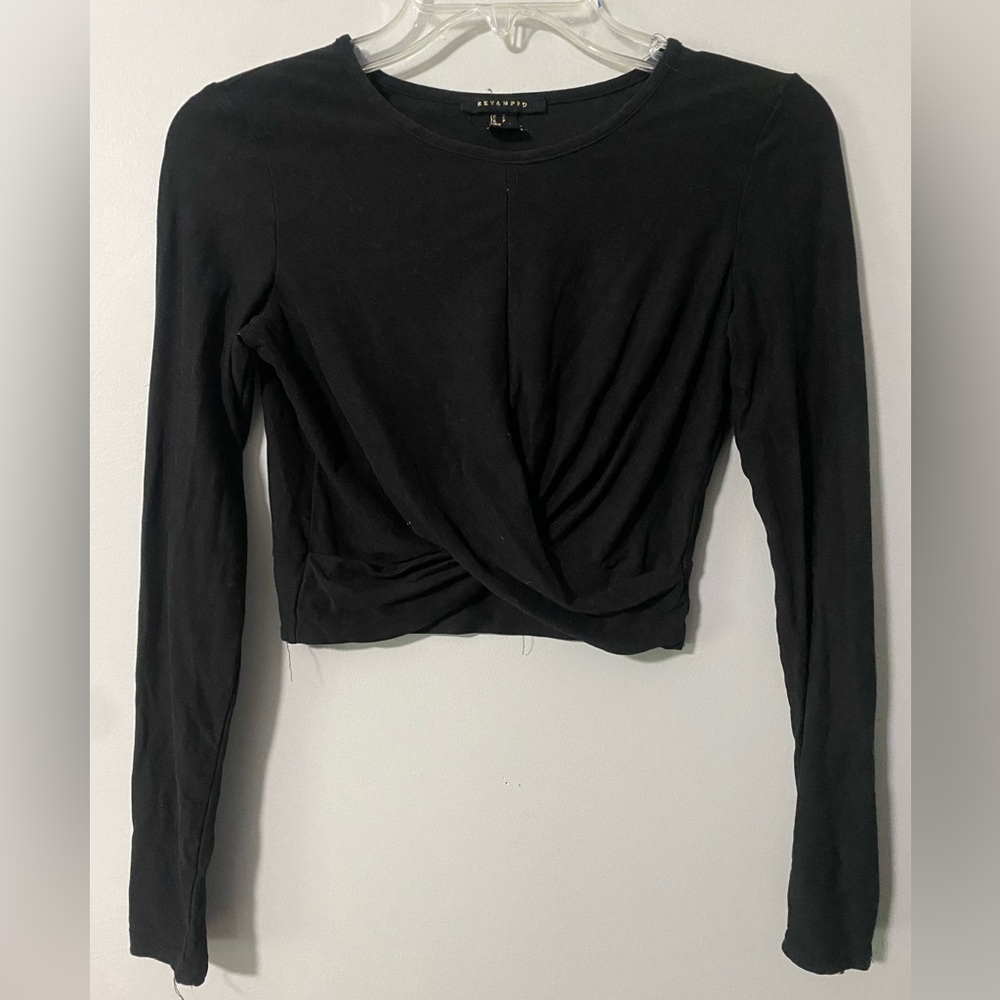 Revamped black long sleeve crop top